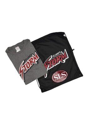 St Lukes Storm Bundle T Shirt Adult S Nylon Drawstring Bag Backpack Sack Magnet